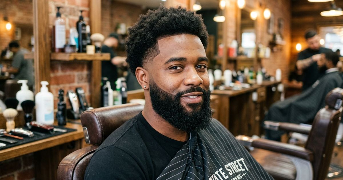Afro Taper Fade With Beard