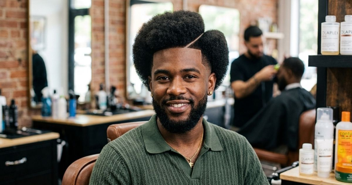 Afro with Hard Part