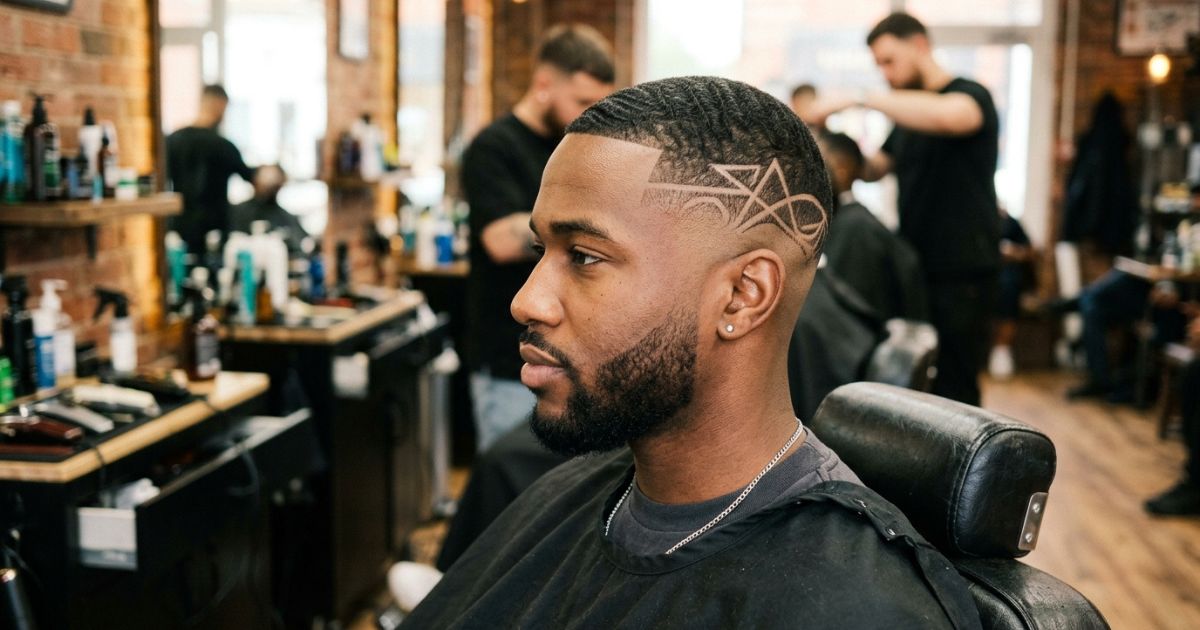 Bald Fade with Line Design