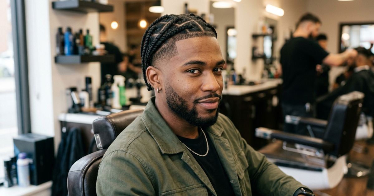 Box Braids With Mid Taper Fade