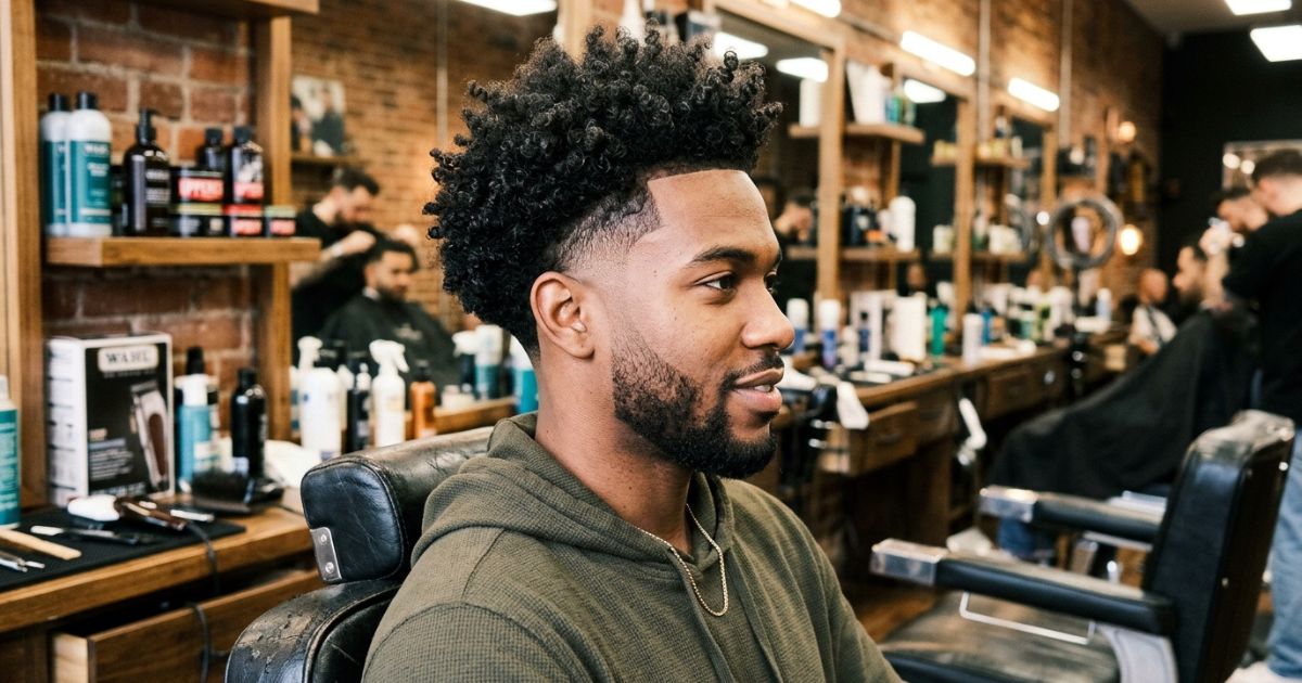 Burst Fade Curly Hair