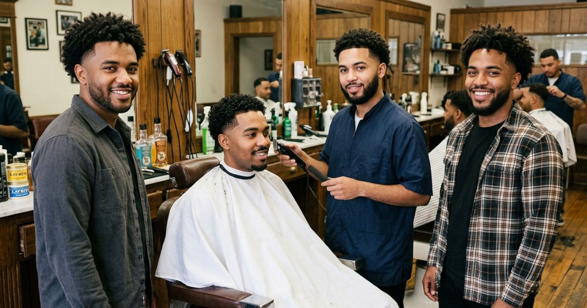 Classic Barber Low Taper Fade Curly Hair