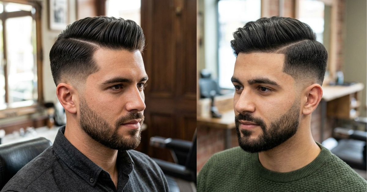 Comb Over with Mid Taper Fade