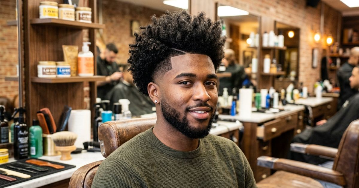 Curly Mohawk With Mid Taper Fade