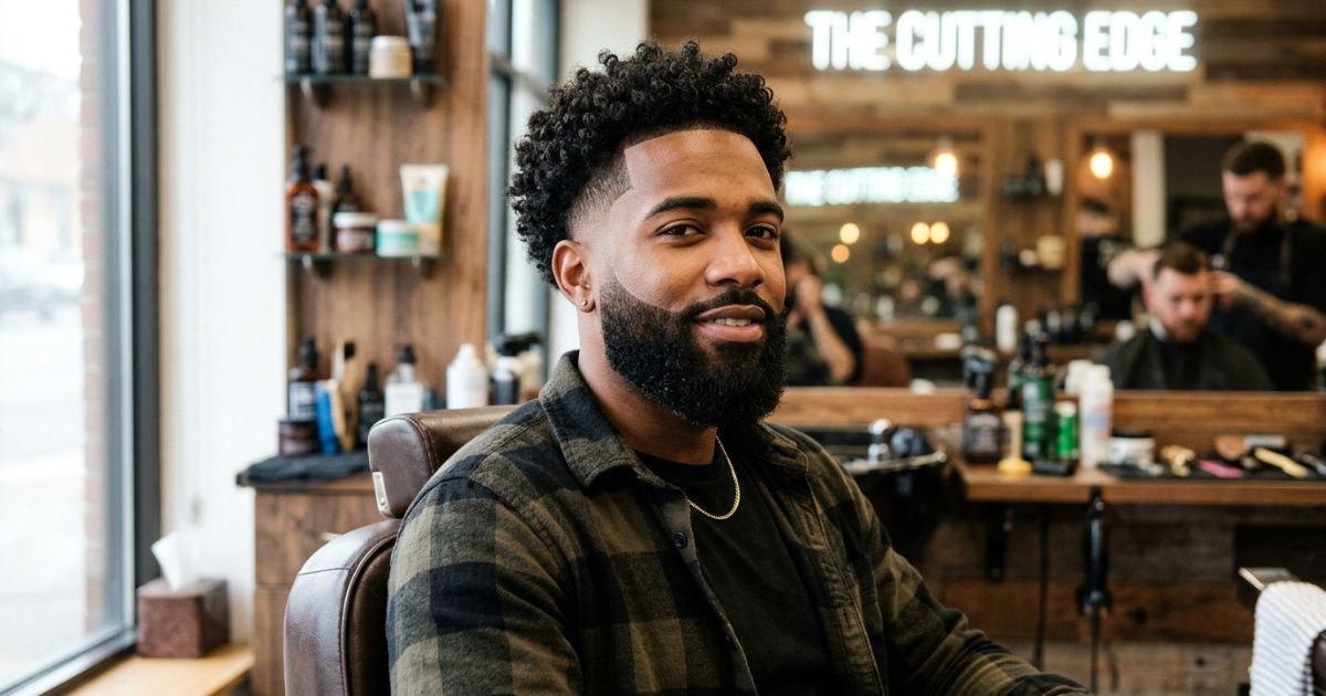 Curly Taper Fade With Beard