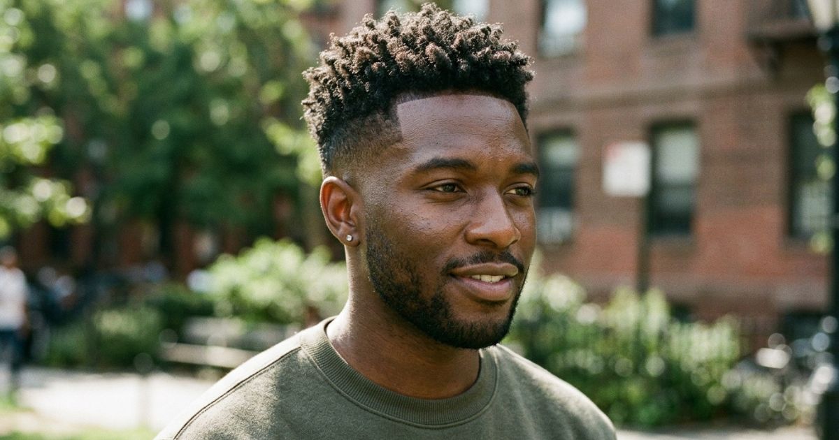 Curly Top Fade Black Men