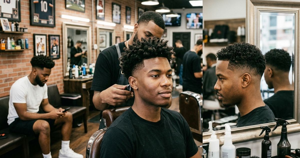 Curly and Textured Top Mid Taper Fades