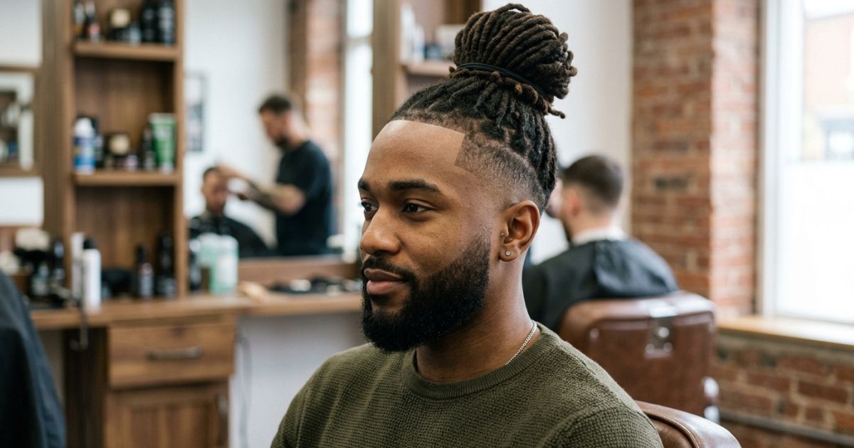 Dreadlock Bun With Mid Taper Fade