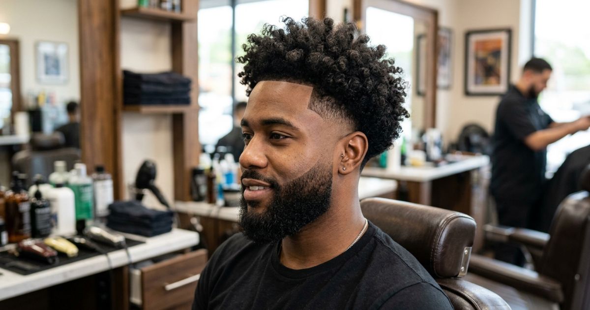 Drop Fade With Curly Top