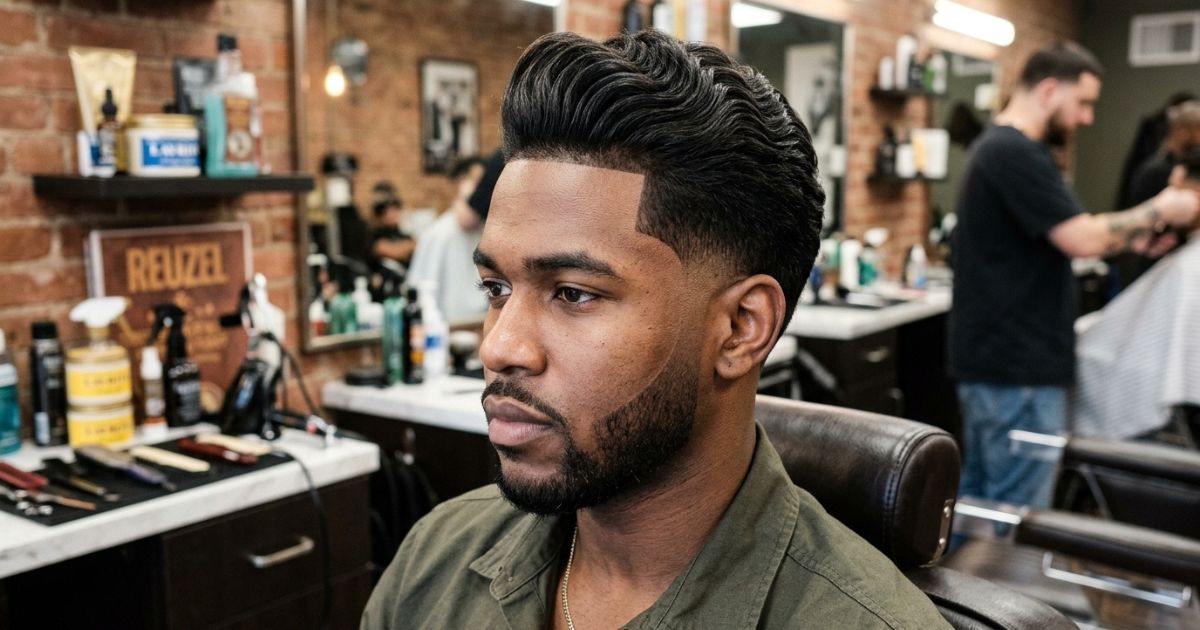 Drop Taper Fade + Pompadour With Waves
