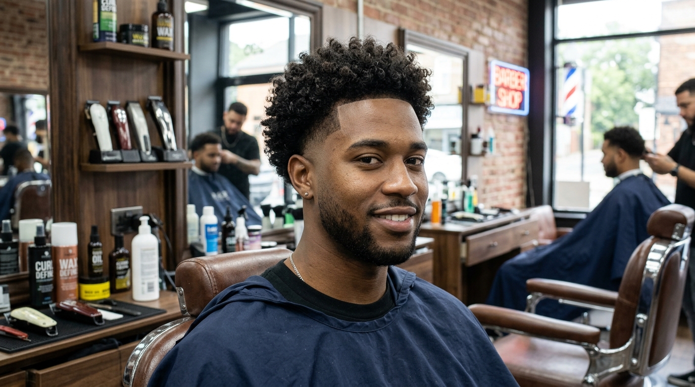 Drop Taper Fade + Curly Top