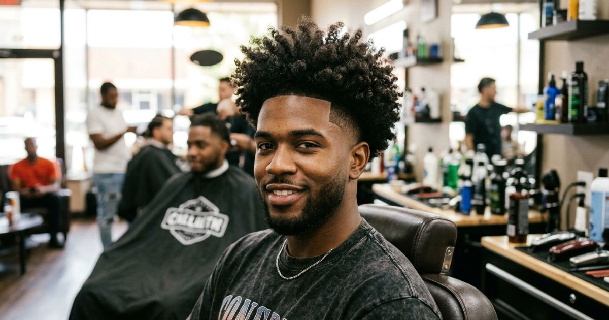 High Curly Top Fade