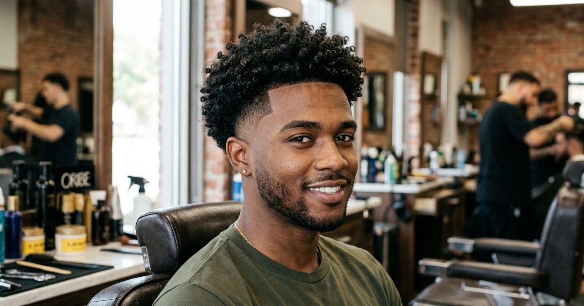 High Taper Fade Black Male Curly Hair