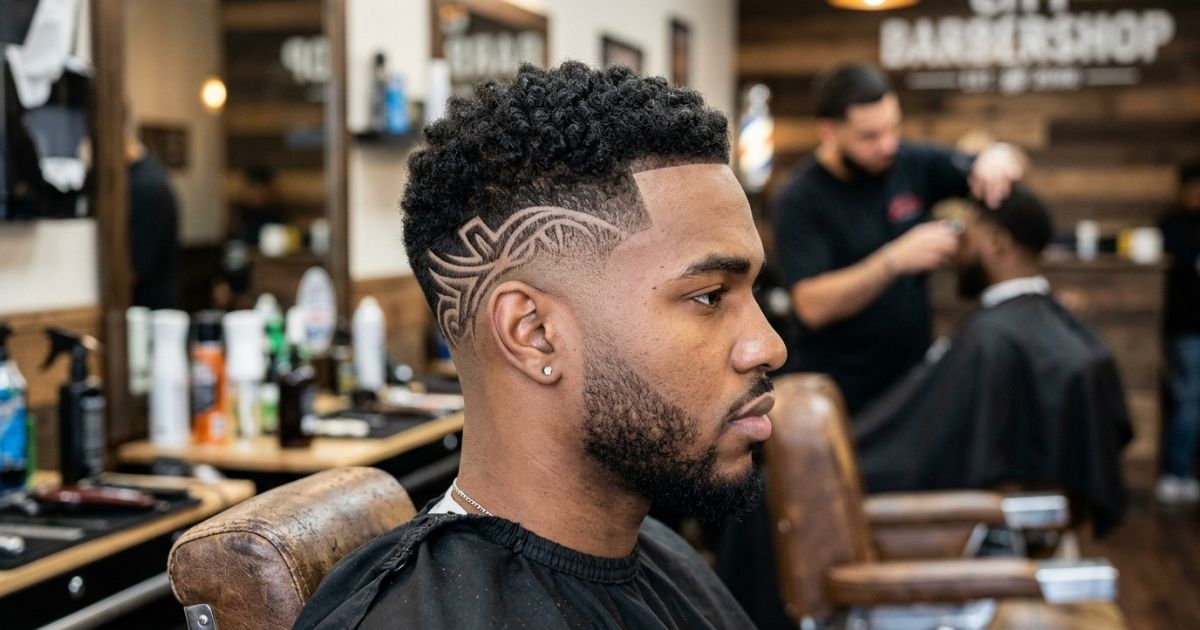 High Taper Fade with Design