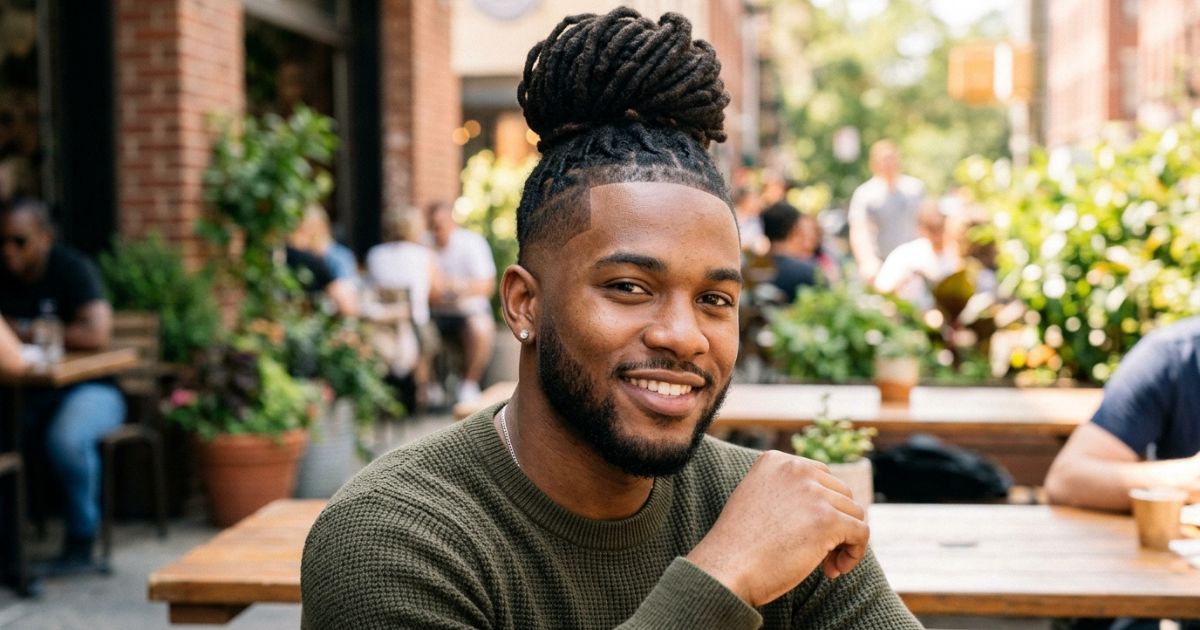 Loc Bun with Mid Taper Fade