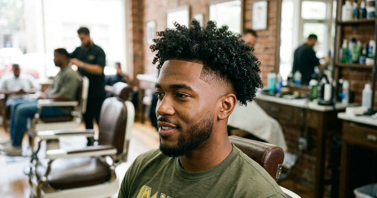 Long Curly Top Fade Haircut