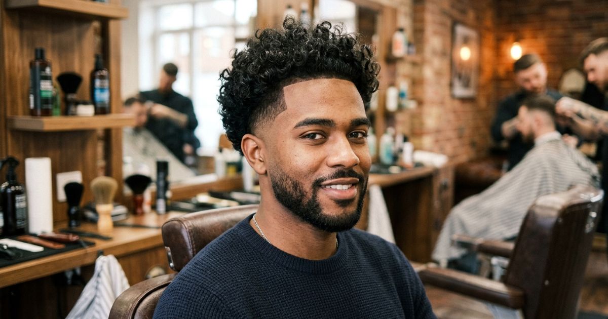 Long Curly Top With Mid Taper Fade