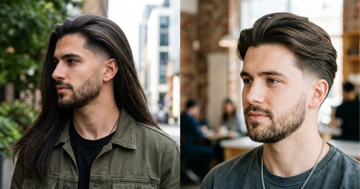Long Hair Taper Fade Straight Hair