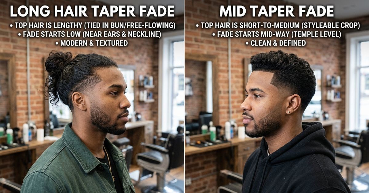 Long Hair Taper Fade vs Mid Taper Fade