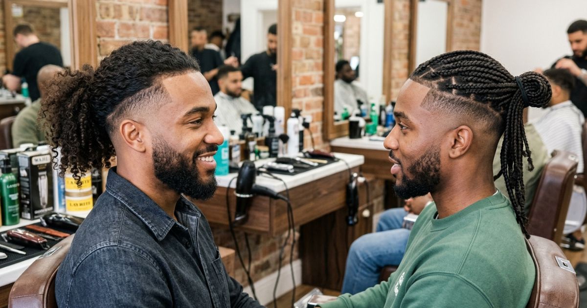 Long Hair and Protective Style Mid Taper Fades