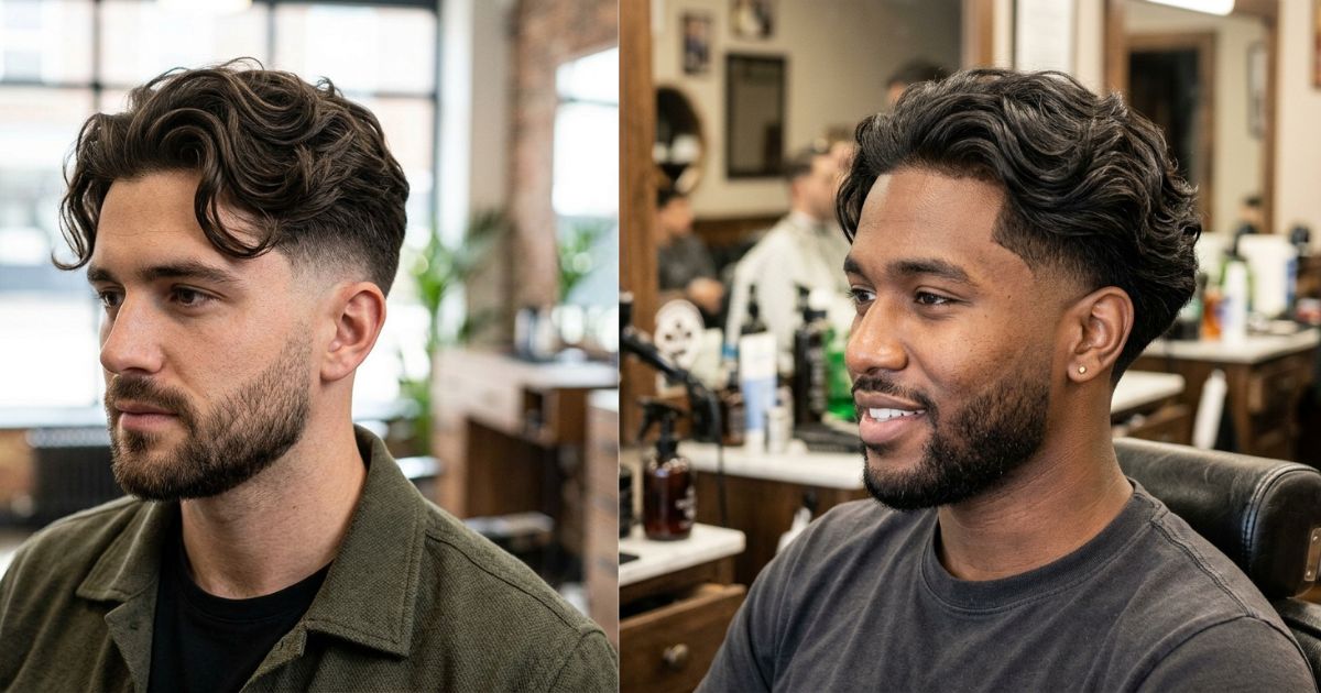 Long Wavy Hair Taper Fade
