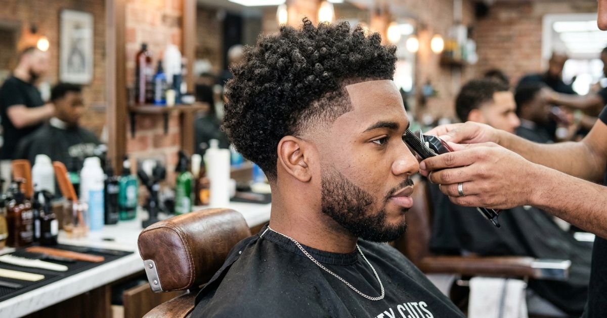 Low Drop Taper Fade For Curly Hair