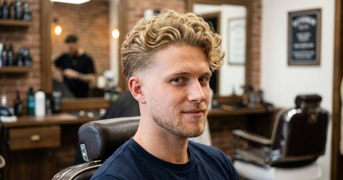 Low Taper Fade Curly Hair Blonde