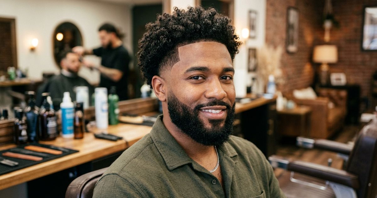 Low Taper Fade Curly Hair With Beard