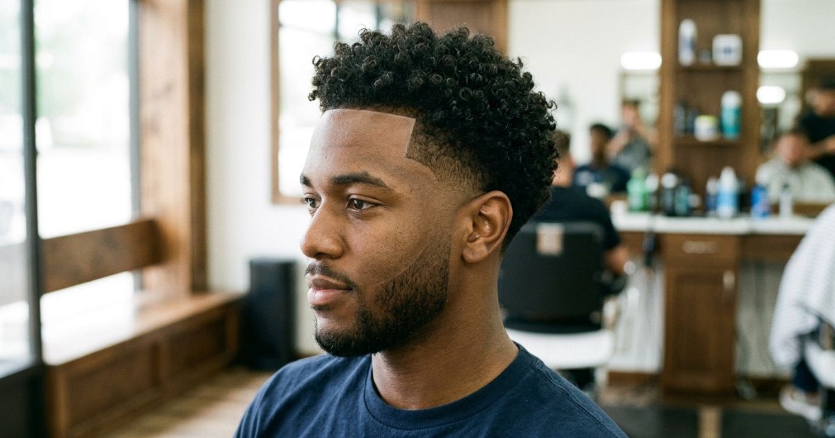 Low Taper Fade Curly Hair With Line-Up