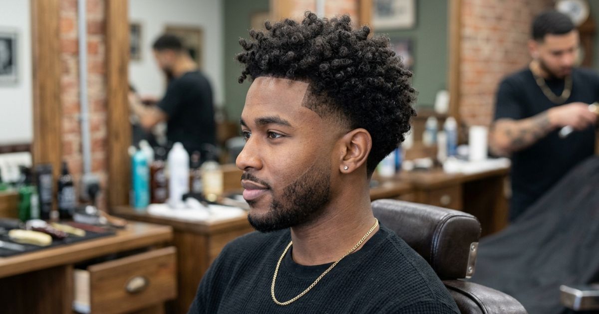 Low V Taper Fade Curly Hair