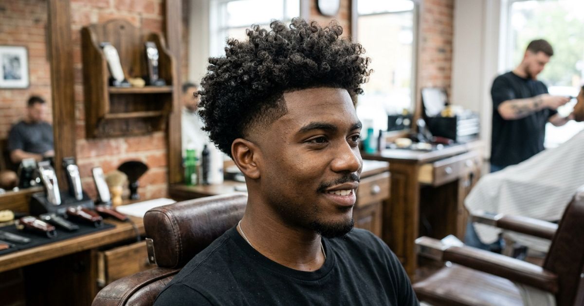 Medium Curly Top Fade Haircut