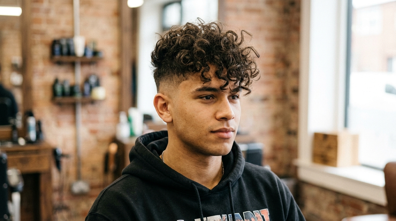 Messy Curly Top Fade