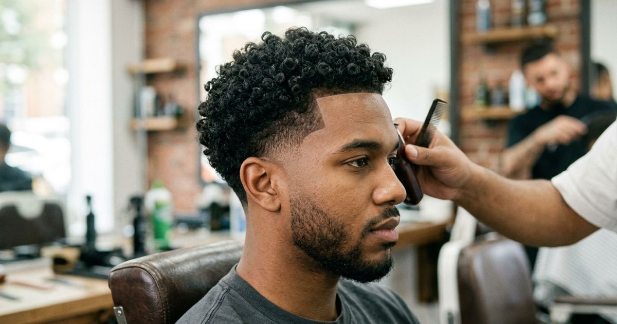 Mid Drop Taper Fade For Curly Hair