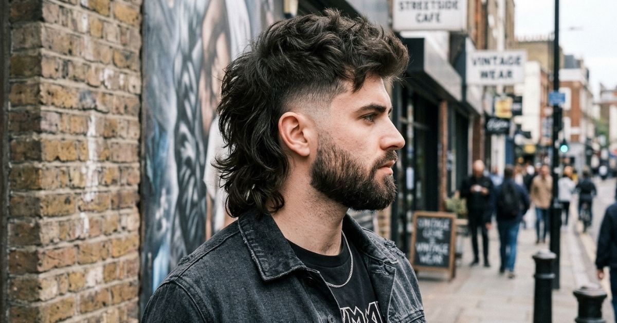 Mid Taper Burst Fade Mullet