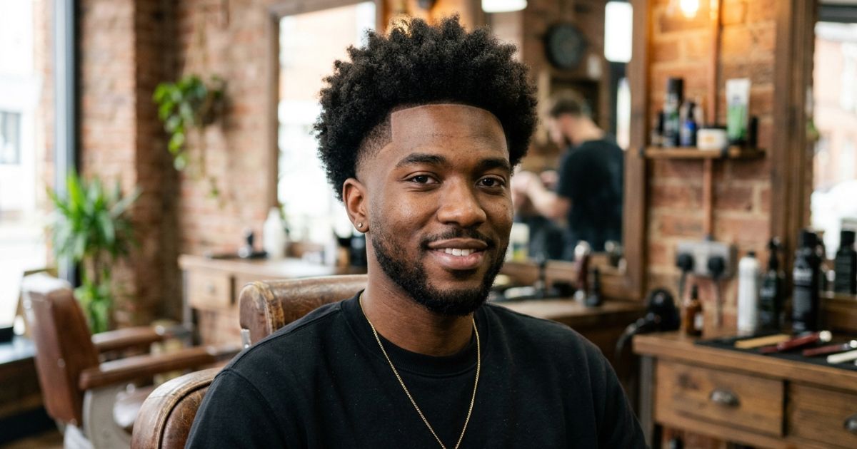 Mid Taper Fade Black Male Afro