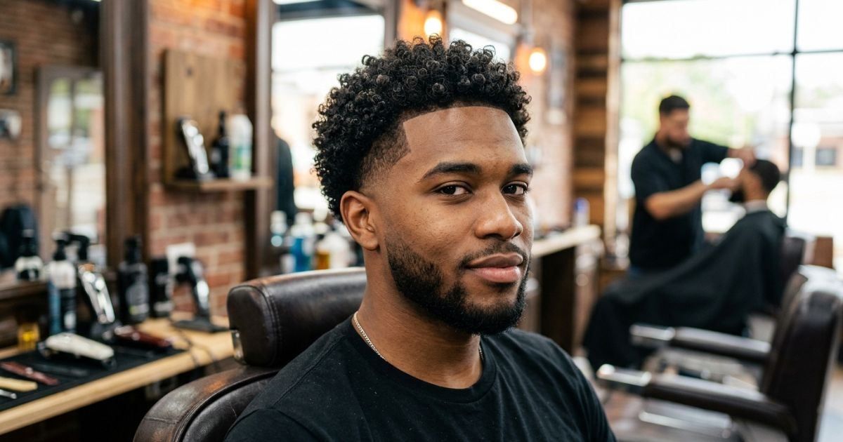 Mid Taper Fade Black Male Curly Hair