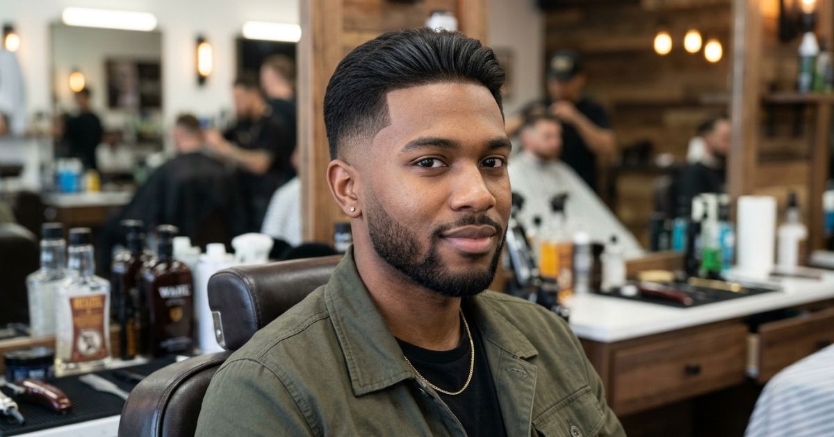 Mid Taper Fade Black Male Straight Hair