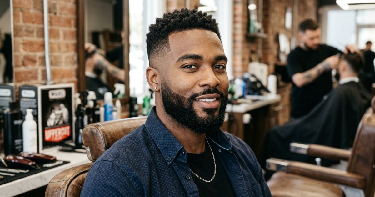 Mid Taper Fade With Beard Black Man