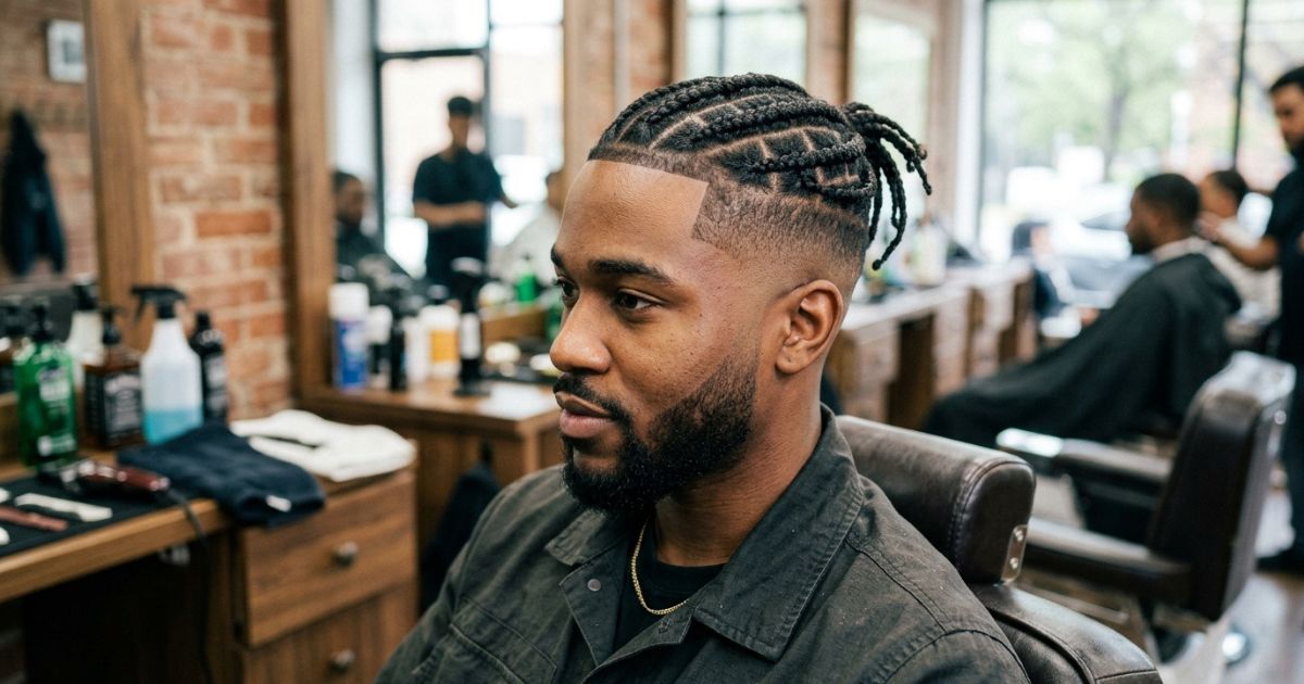 Mid Taper Fade With Box Braids