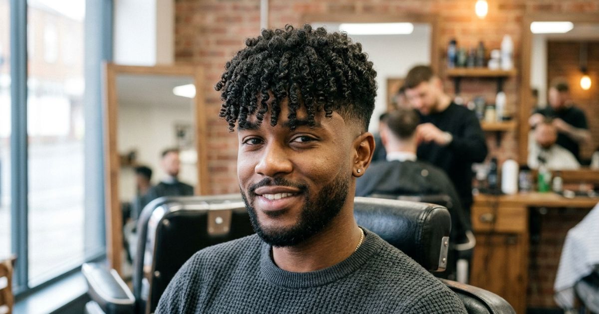 Mid Taper Fade With Curly Fringe