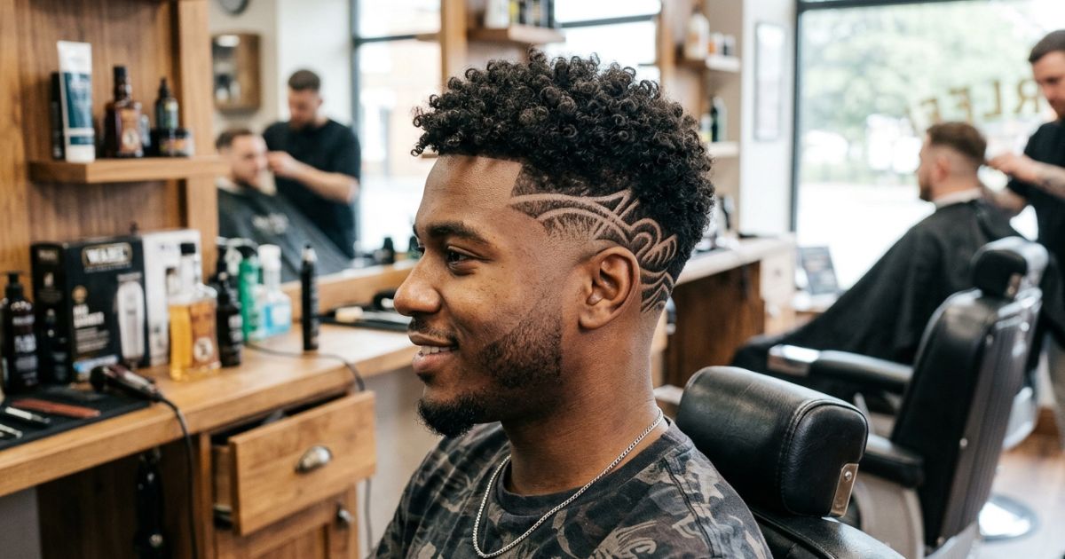 Mid Taper Fade With Curly Hair Designs And Patterns