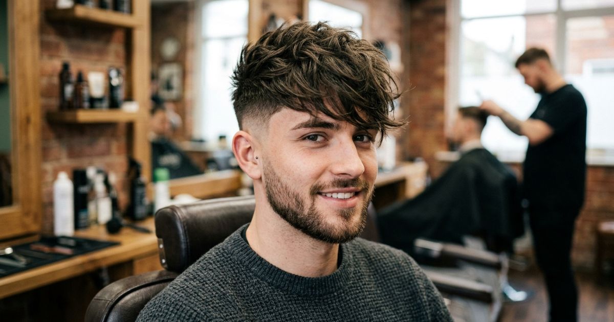  Mid Taper Fade With Long Textured Fringe