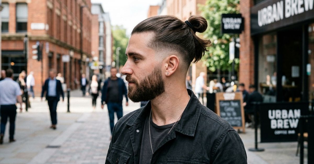 Mid Taper Fade With Man Bun