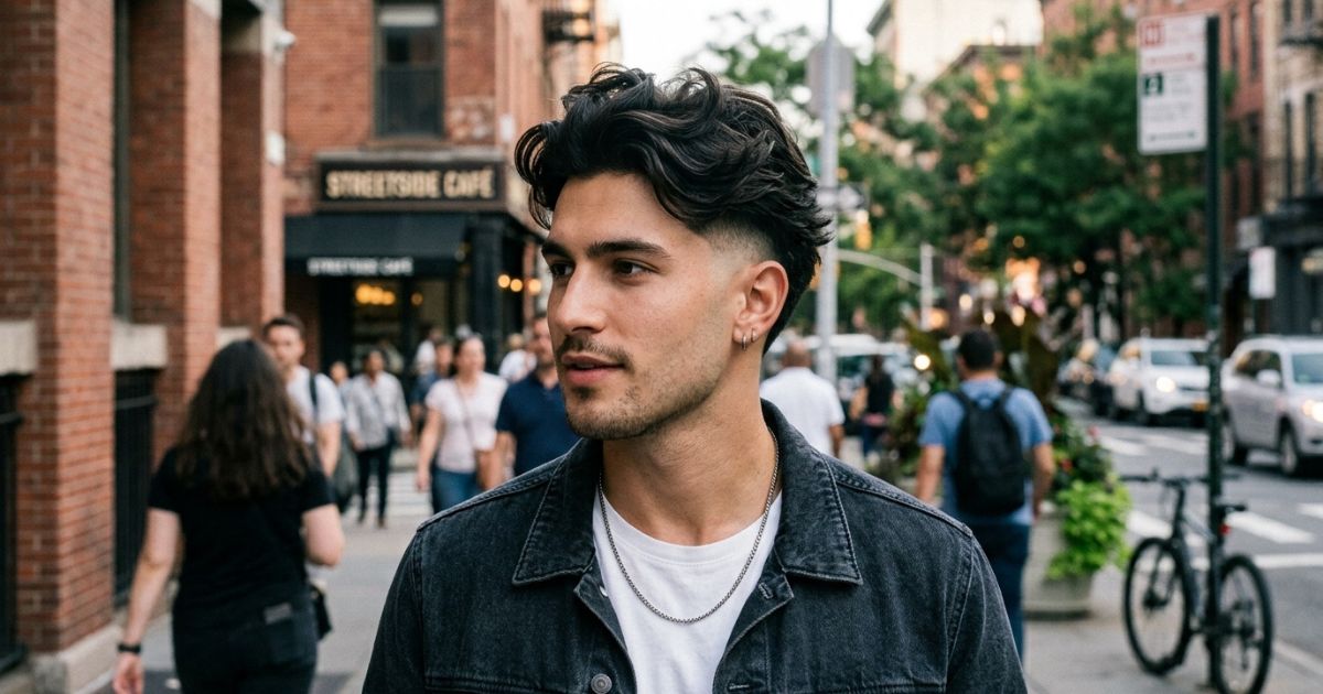 Mid Taper Fade With Messy Textured Flow