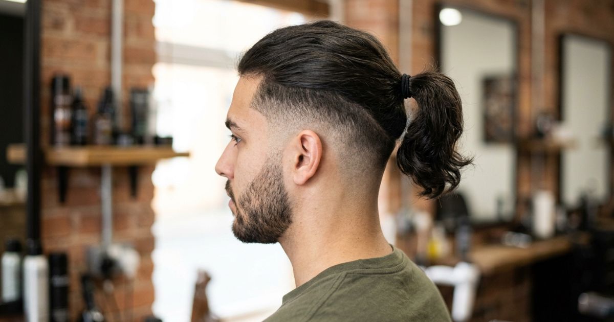 Mid Taper Fade With Ponytail