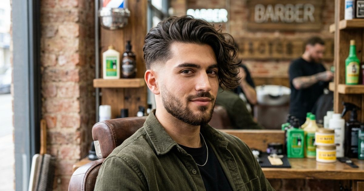 Mid Taper Fade With Side Swept Long Hair