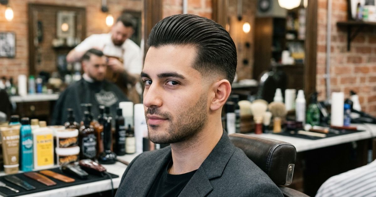 Mid Taper Fade With Slick Back