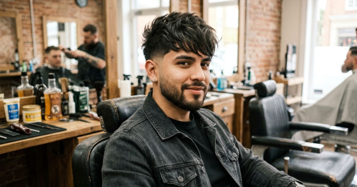 Mid Taper Fade With Textured Fringe