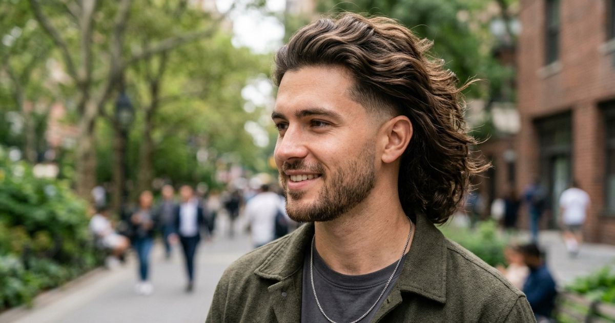 Mid Taper Fade With Wavy Long Hair Flow