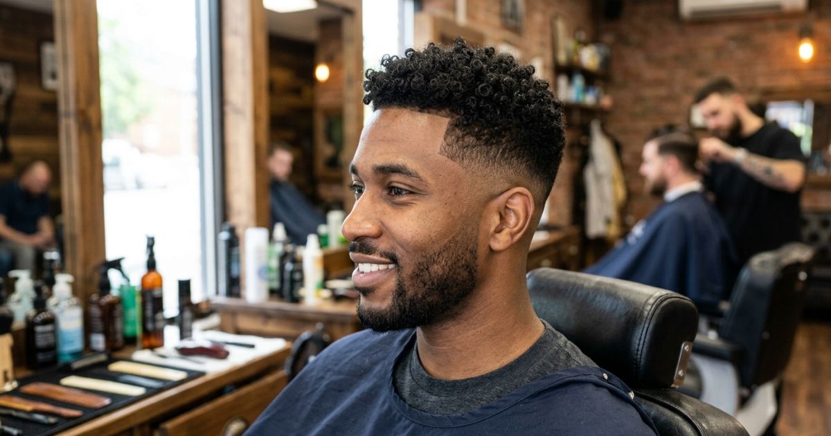 Short Curly Top Fade Haircut